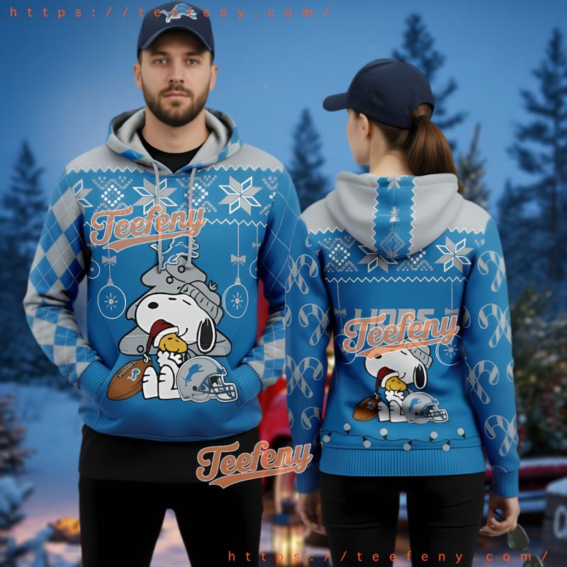 Detroit Lions Reindeer Antlers Ugly Christmas 3D Pullover Hoodie Detroit Lions Reindeer Antlers Ugly Christmas 3D Pullover Hoodie