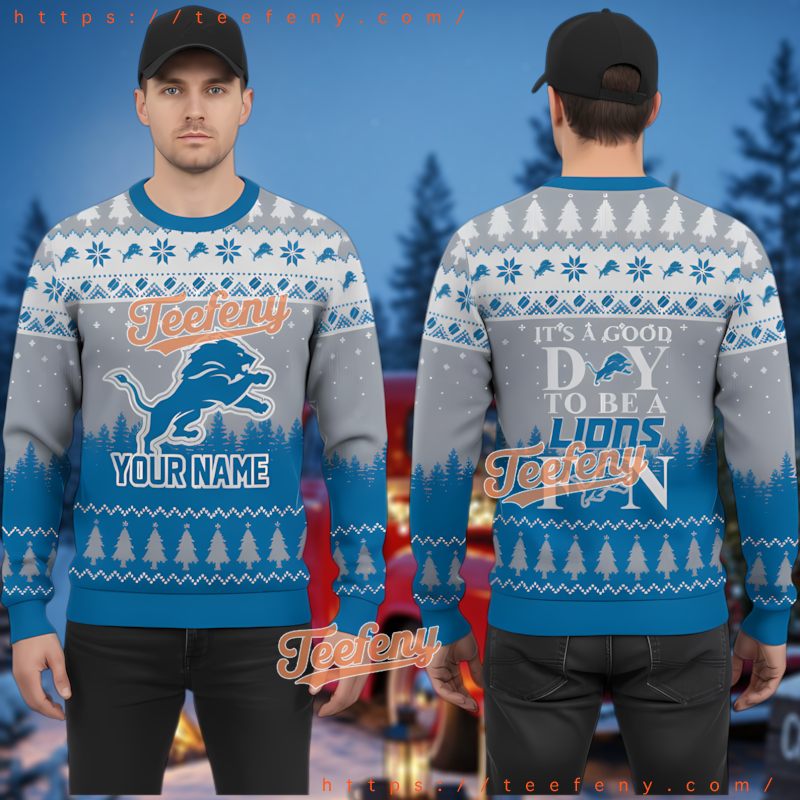 Detroit Lions Personalized Ugly Christmas Sweater Good Day Fan 3D Print Detroit Lions Personalized Ugly Christmas Sweater Good Day Fan 3D Print
