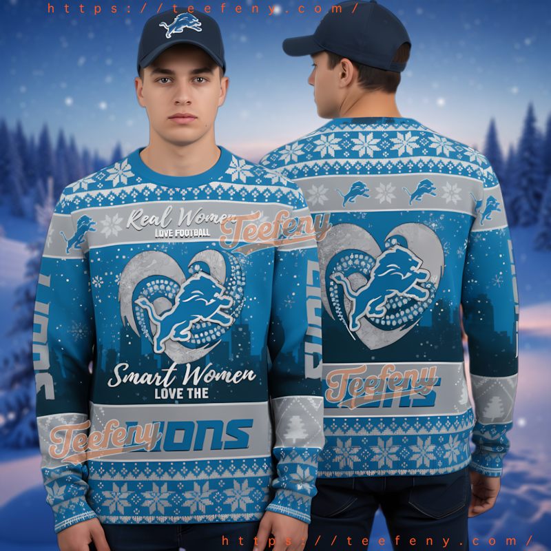 Detroit Lions Real Women Love Football 3D Ugly Christmas Sweater Detroit Lions Real Women Love Football 3D Ugly Christmas Sweater