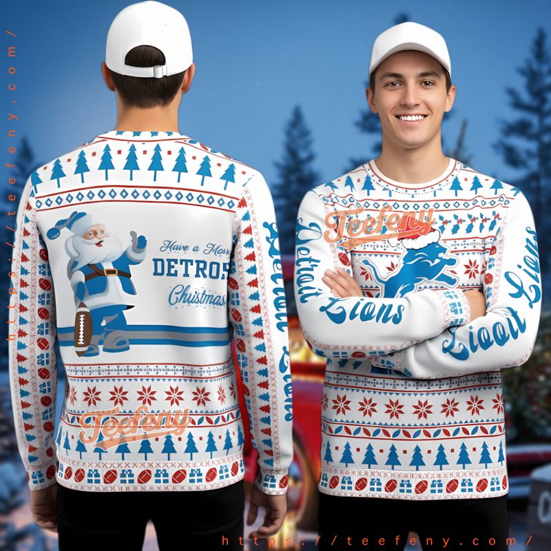 Detroit Lions Santa Claus Have A Merry Christmas Ugly Sweater Detroit Lions Santa Claus Have A Merry Christmas Ugly Sweater