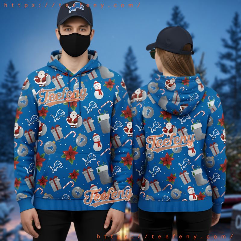 Detroit Lions Santa Snowman Christmas Ugly 3D Hoodie Detroit Lions Santa Snowman Christmas Ugly 3D Hoodie