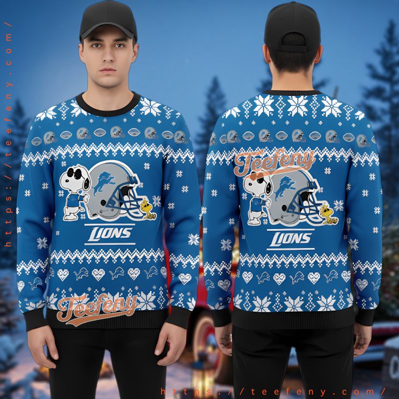 Detroit Lions Snoopy Woodstock Football Ugly Christmas Sweater Gift Detroit Lions Snoopy Woodstock Football Ugly Christmas Sweater Gift