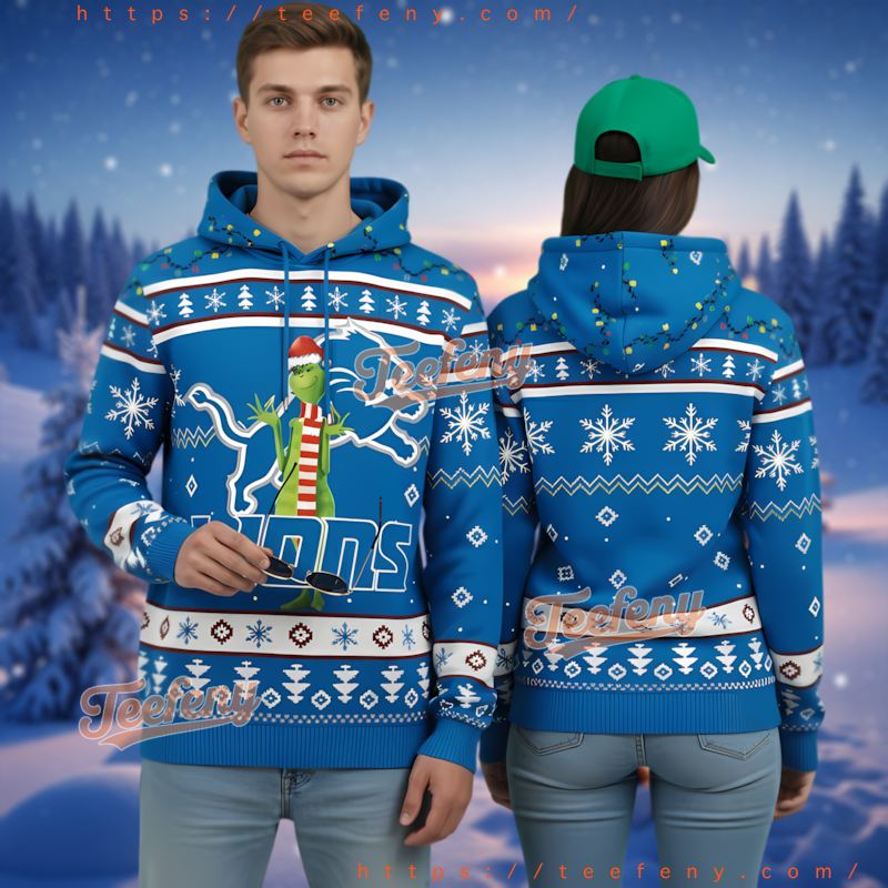 Detroit Lions The Grinch Christmas Winter 3D Hoodie Fan Detroit Lions The Grinch Christmas Winter 3D Hoodie Fan