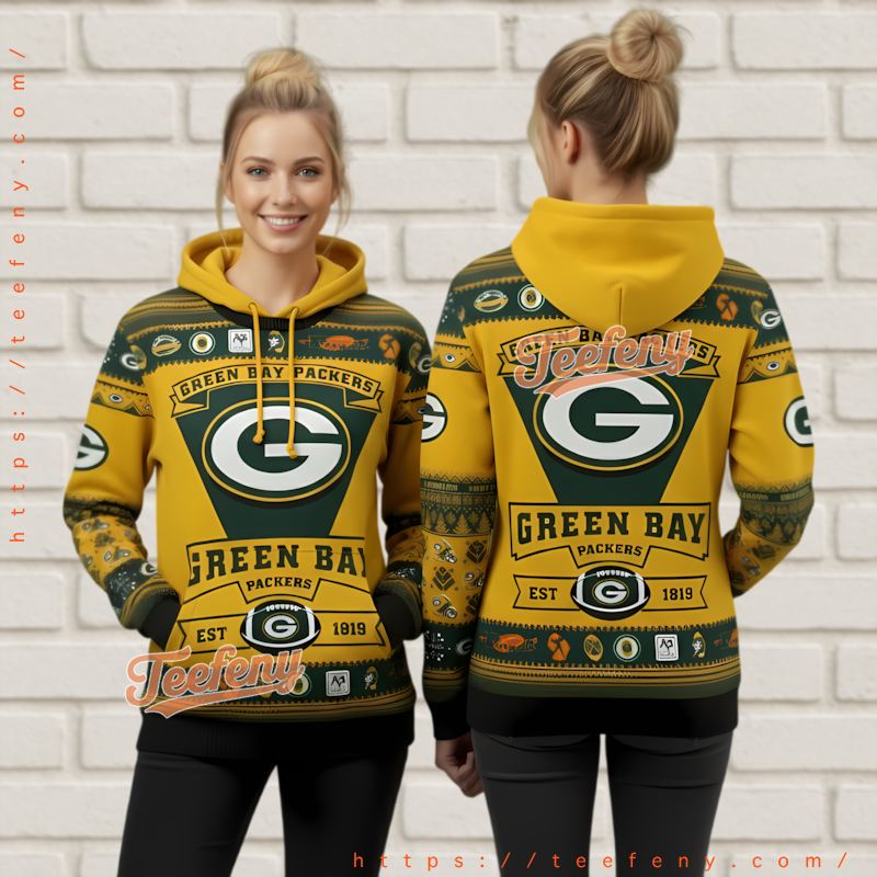 Green Bay Packers Christmas Est 1919 Team Ugly 3D Hoodie