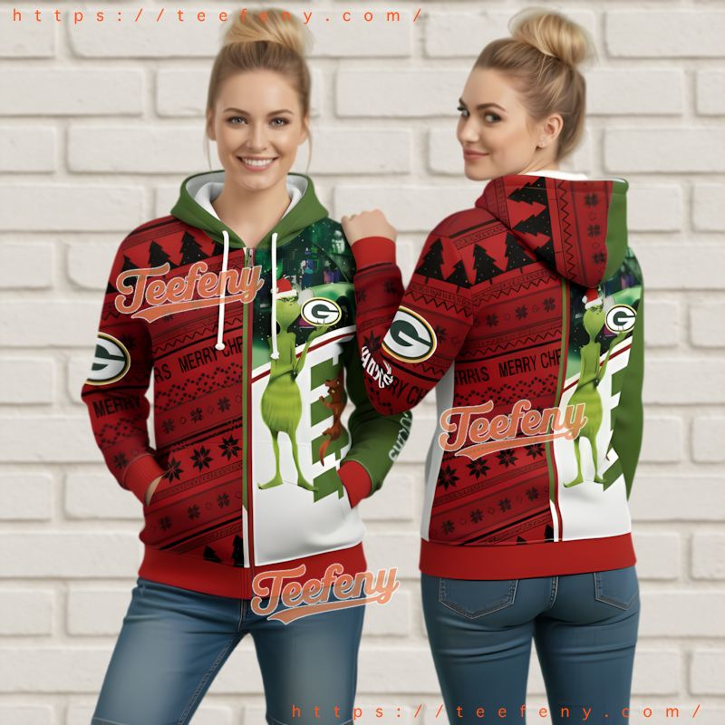 Green Bay Packers Christmas Grinch And Max Team Ugly Christmas 3D Hoodie