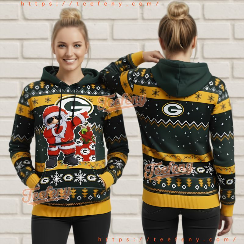 Green Bay Packers Dabbing Santa Claus Ly Christmas Pullover 3D Hoodie