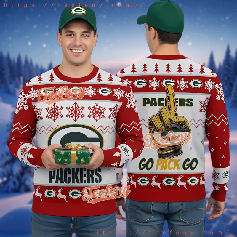 Green Bay Packers Go Pack Go Ugly Christmas Sweater Red White