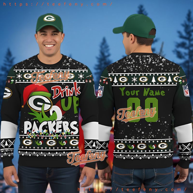 Green Bay Packers Grinch 3D Printed Ugly Christmas Drink Up Festive