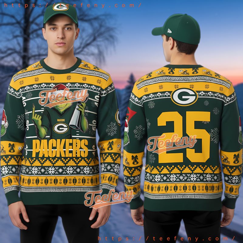 Green Bay Packers Grinch Super Bowl Ugly Christmas Sweater