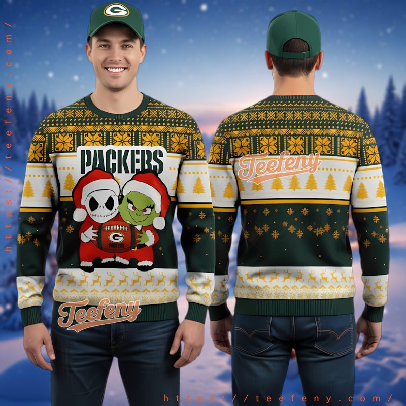 Green Bay Packers Nightmare Before Christmas Grinch Ugly Sweater