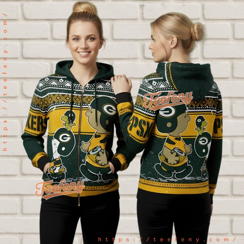 Green Bay Packers Peanuts Snoopy Ugly Christmas 3D Hoodie Green Bay Packers Peanuts Snoopy Ugly Christmas 3D Hoodie