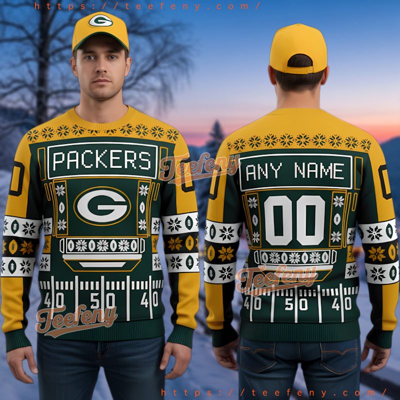 Green Bay Packers Reindeer And Snowflakes Ugly Christmas Sweater Navy Blue Green Bay Packers Reindeer And Snowflakes Ugly Christmas Sweater Navy Blue