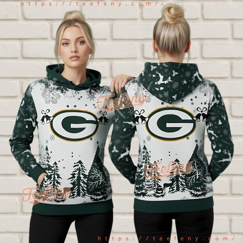 Green Bay Packers Reindeer And Snow Ugly Christmas Pullover Hoodie Green Bay Packers Reindeer And Snow Ugly Christmas Pullover Hoodie
