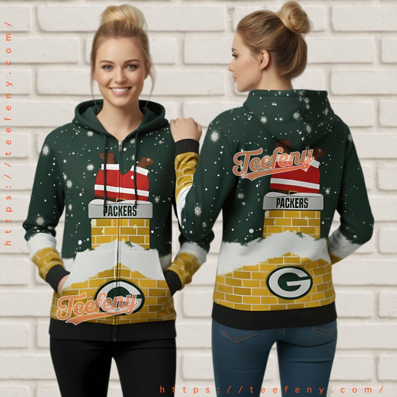 Green Bay Packers Santa Claus Chimney Ugly 3D Hoodie Meme Green Bay Packers Santa Claus Chimney Ugly 3D Hoodie Meme