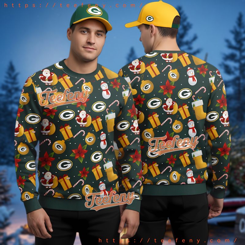 Green Bay Packers Santa Snowman Ugly Christmas Sweater 3D Classic Holiday