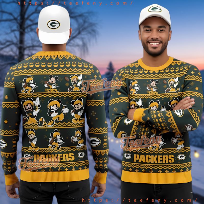 Green Bay Packers Teen Ugly Christmas Sweater Disney Mickey Mouse