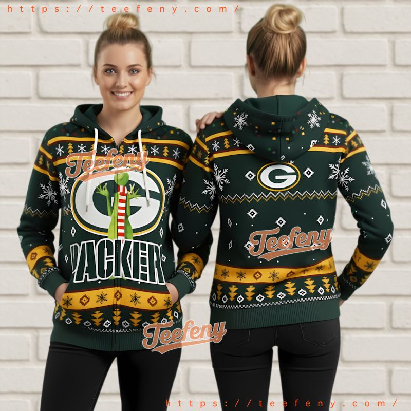 Green Bay Packers The Grinch Ugly Christmas Team Logo 3D Hoodie Green Bay Packers The Grinch Ugly Christmas Team Logo 3D Hoodie
