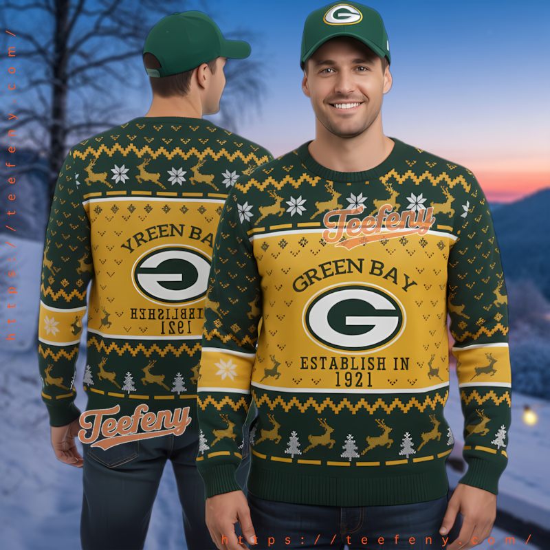 Green Bay Packers Vintage Style Christmas Ugly Sweater