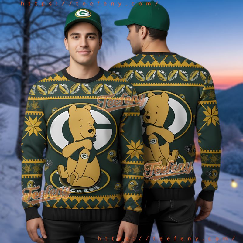 Green Bay Packers Winnie The Pooh Ugly Christmas Sweater For Men