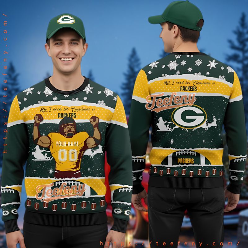 Green Bay Packers Youth Ugly Sweater All I Need For Christmas
