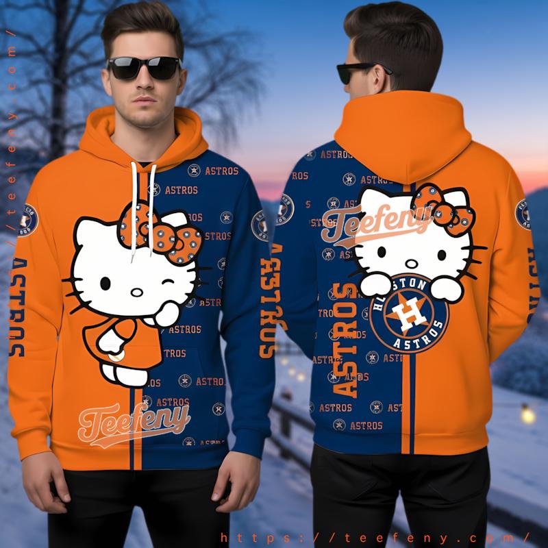 Houston Astros Hello Kitty 3D Hoodie Zipper Yellow Houston Astros Hello Kitty 3D Hoodie Zipper Yellow
