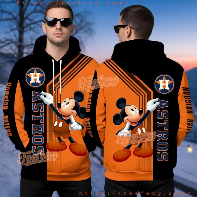 Houston Astros Mickey Mouse 3D Printed Hoodie Orange Houston Astros Mickey Mouse 3D Printed Hoodie Orange