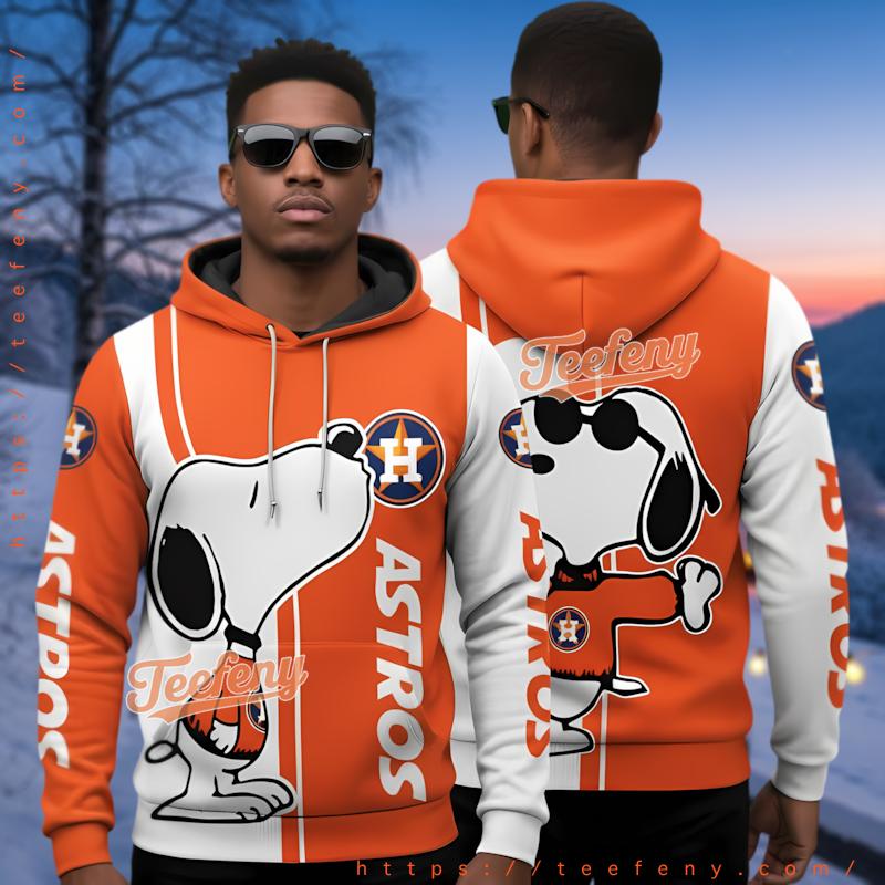 Houston Astros Snoopy 3D Hoodie Pattern Houston Astros Snoopy 3D Hoodie Pattern