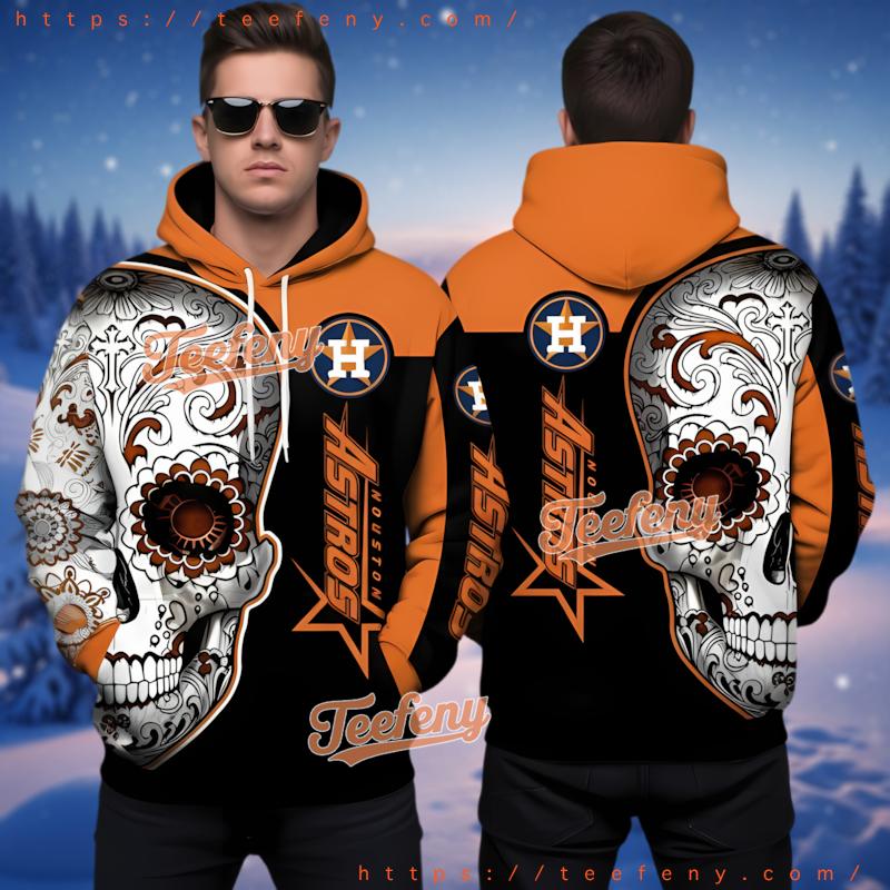 Houston Astros Sugar Skull 3D Printed Hoodie Houston Astros Sugar Skull 3D Printed Hoodie