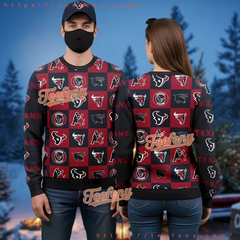 Houston Texans Checkered Logo Ugly Christmas Sweater Men Women