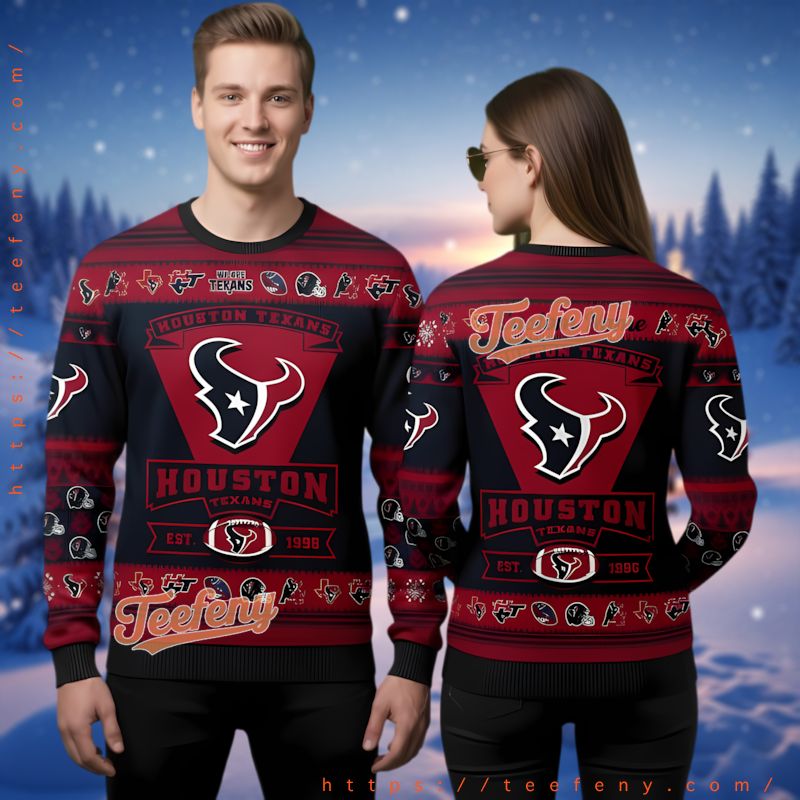 Houston Texans Custom Name Ugly Christmas Sweater Fan Gift