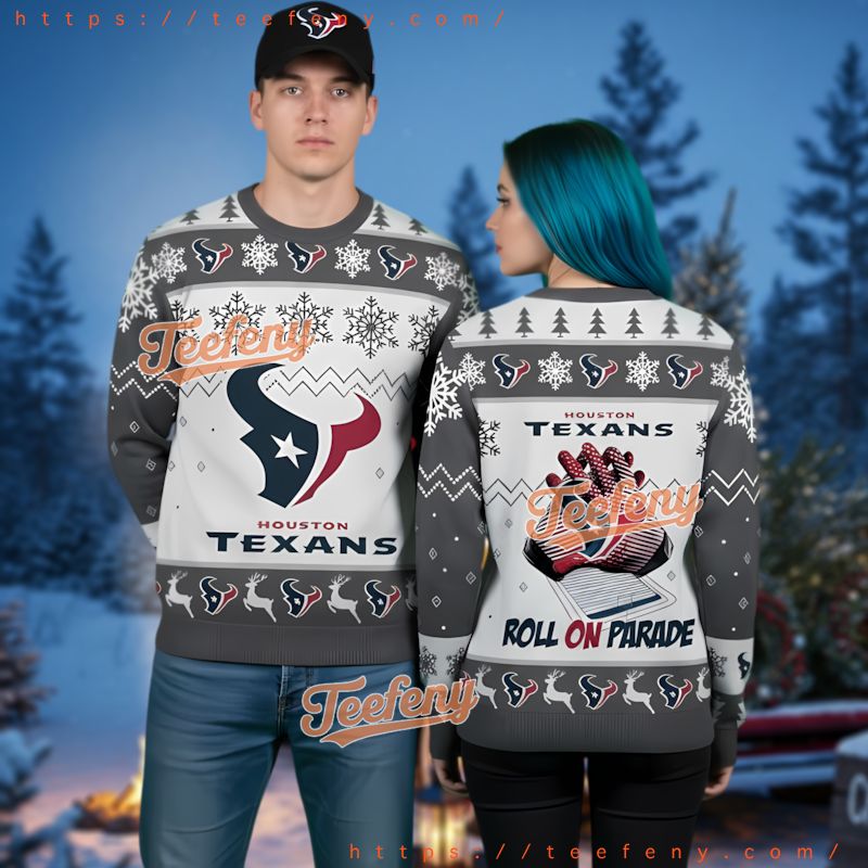 Houston Texans Grey White Bulls Ugly Christmas Sweater