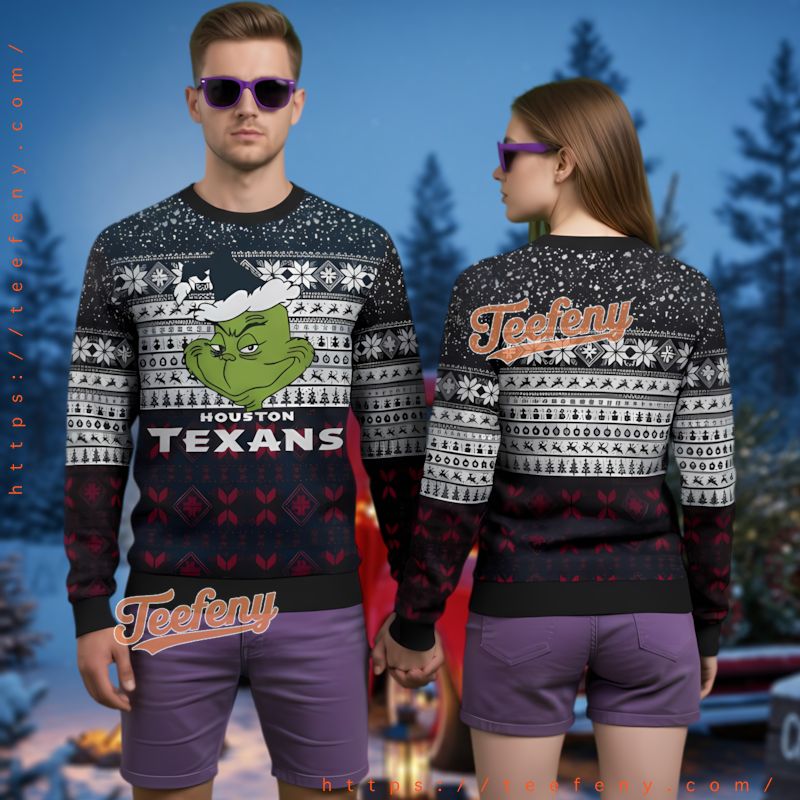 Houston Texans Grinch Face Ugly Christmas Sweater