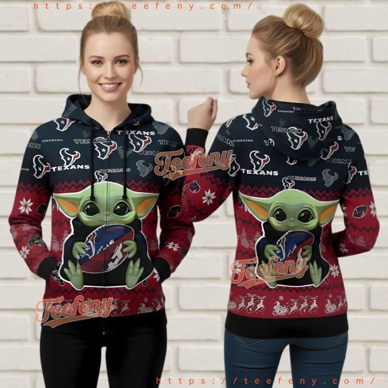 Houston Texans Logo Checkered Pattern Ugly Christmas 3D Zip Up Hoodie Houston Texans Logo Checkered Pattern Ugly Christmas 3D Zip Up Hoodie