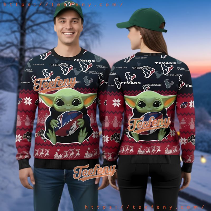 Houston Texans Grogu Baby Yoda Ugly Christmas Sweater Red