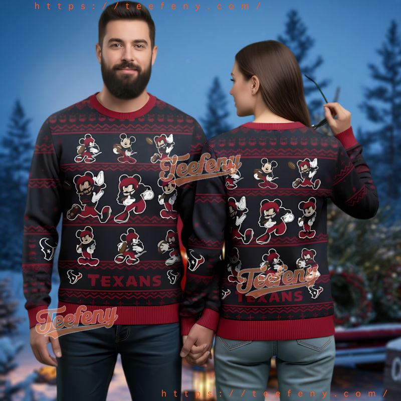 Houston Texans Mickey Mouse Pattern Ugly Sweater Men Women