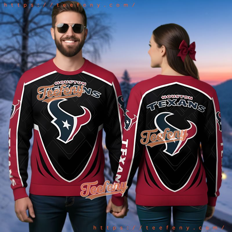 Houston Texans Nfl Shield Ugly Christmas Sweater Red Black