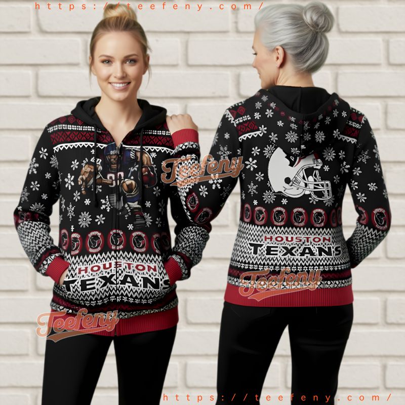 Houston Texans Official Game Day Christmas Ugly Christmas 3D Hoodie Houston Texans Official Game Day Christmas Ugly Christmas 3D Hoodie