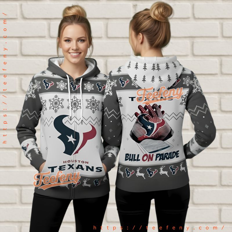 Houston Texans Official Mascot Bull Ugly Christmas 3D Hoodie Houston Texans Official Mascot Bull Ugly Christmas 3D Hoodie