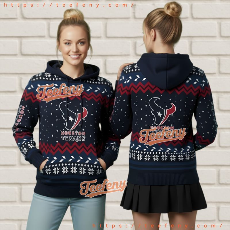 Houston Texans Official Nfl Ugly Christmas 3D Hoodie Houston Texans Official Nfl Ugly Christmas 3D Hoodie