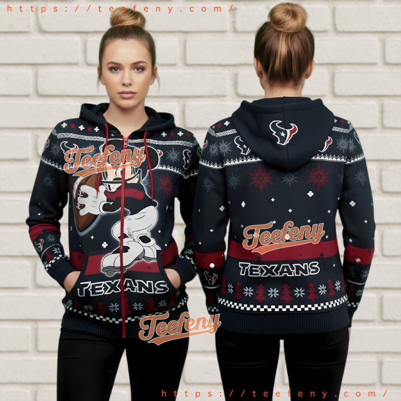 Houston Texans Officially Licensed Disney Ugly Christmas 3D Hoodie Houston Texans Officially Licensed Disney Ugly Christmas 3D Hoodie