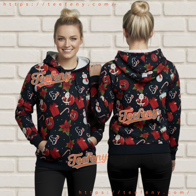 Houston Texans Santa Claus Snowman Ugly 3D Hoodie Game Day Style Houston Texans Santa Claus Snowman Ugly 3D Hoodie Game Day Style