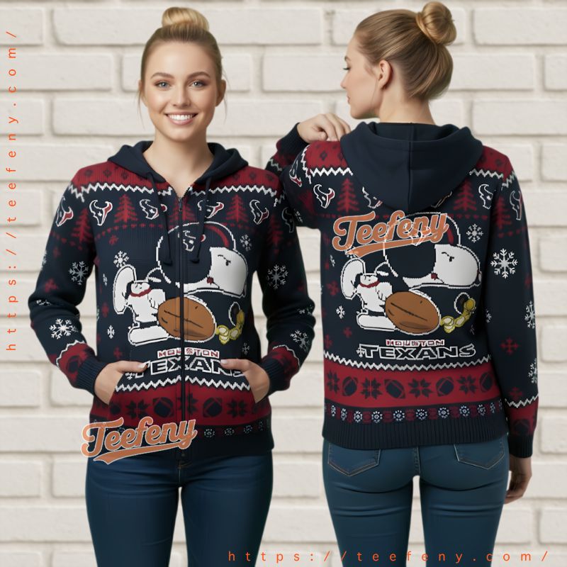 Houston Texans Snoopy Woodstock Football Ugly Christmas 3D Hoodie Houston Texans Snoopy Woodstock Football Ugly Christmas 3D Hoodie