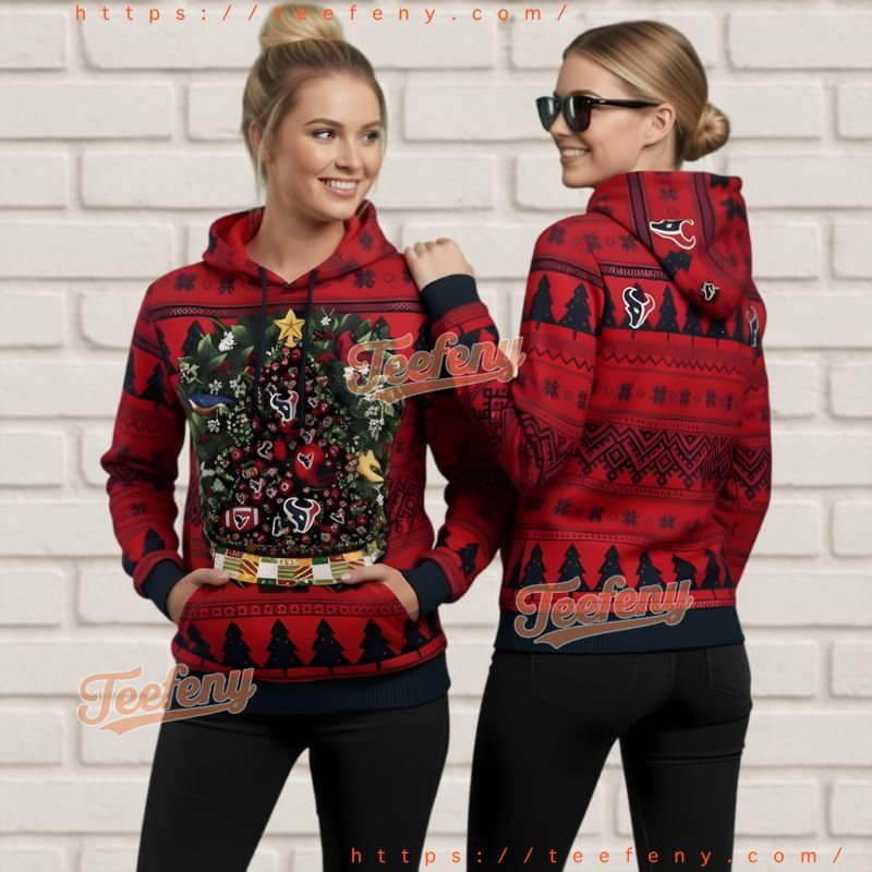 Houston Texans Unique Tree Ball Design Ugly Christmas 3D Hoodie Houston Texans Unique Tree Ball Design Ugly Christmas 3D Hoodie