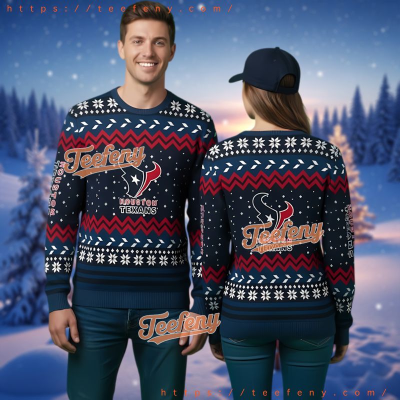 Houston Texans Zig Zag Pattern Ugly Christmas Sweater Fan
