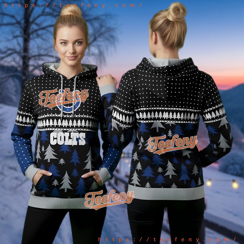 Indianapolis Colts Christmas Tree Pattern Ugly 3D Hoodie
