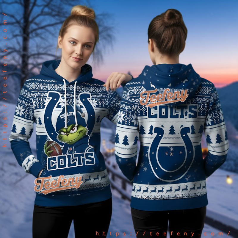 Indianapolis Colts Cool Grinch Ugly Christmas 3D Hoodie