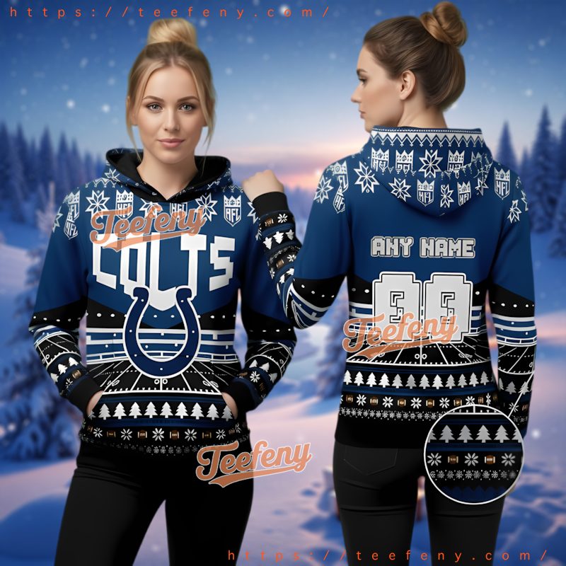 Indianapolis Colts Custom Name Number Ugly Christmas 3D Hoodie