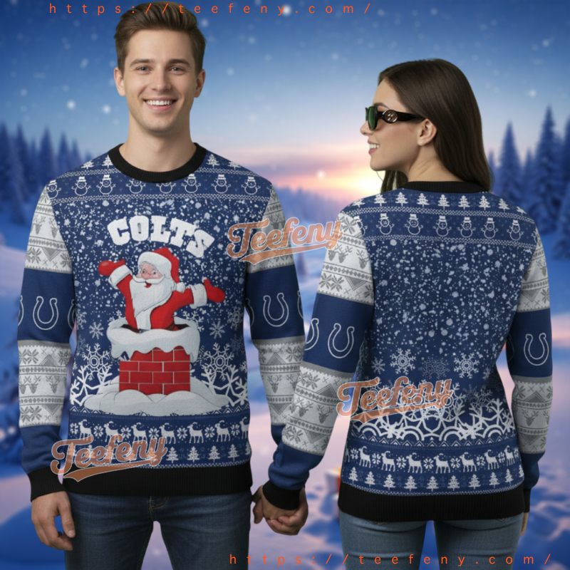 Indianapolis Colts Dabbing Santa Ugly Christmas Sweater Funny Holiday