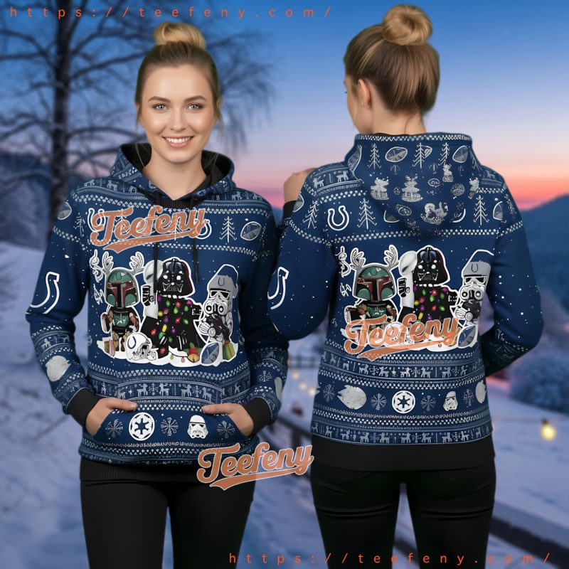 Indianapolis Colts Charlie Brown Snoopy Ugly Christmas 3D Hoodie Peanuts Fans Indianapolis Colts Charlie Brown Snoopy Ugly Christmas 3D Hoodie Peanuts Fans