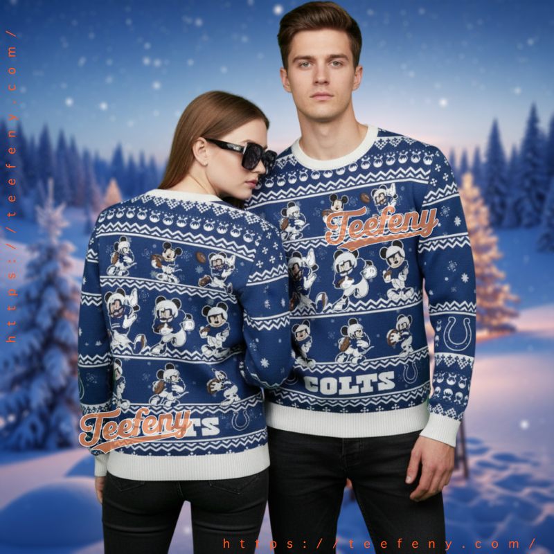 Indianapolis Colts Disney Mickey Pattern Ugly Christmas Sweater